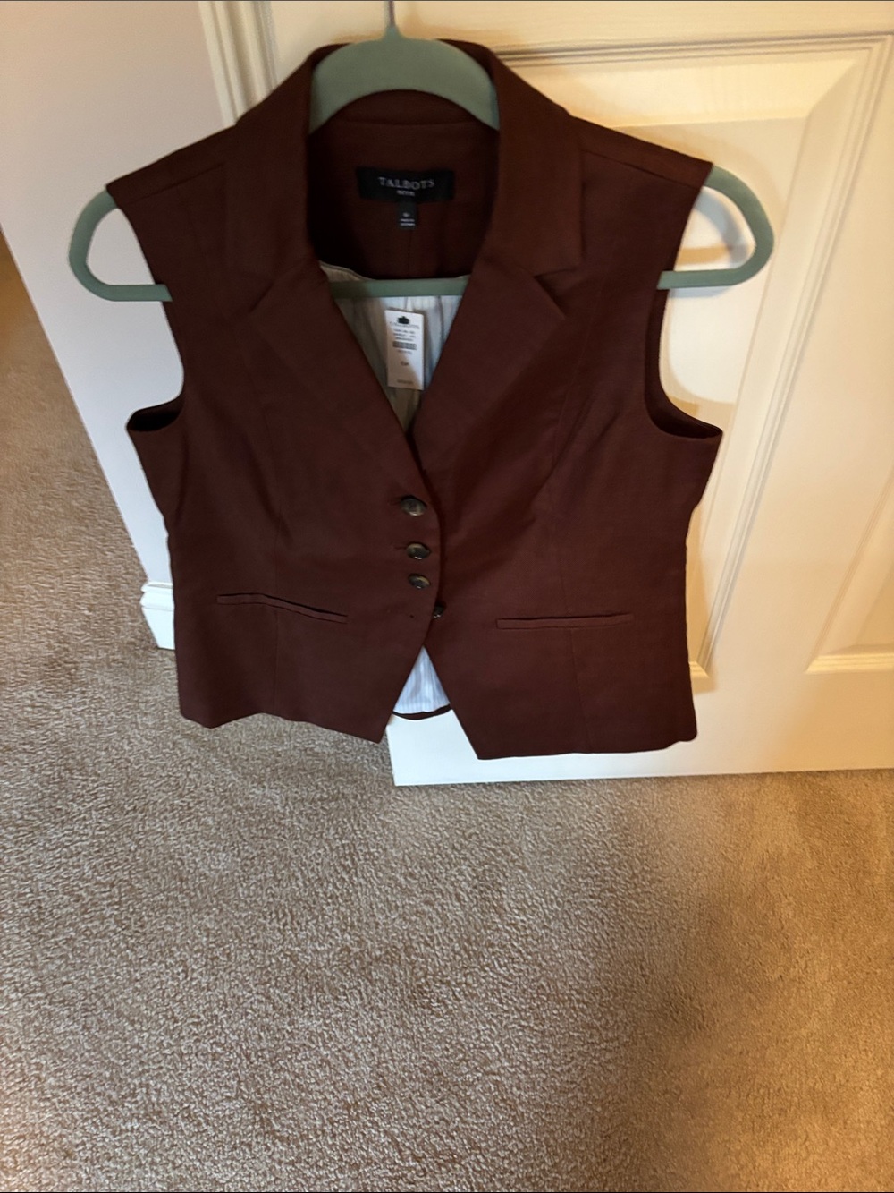 Talbots Women's Dark Brown Sleeveless Tailored Vest